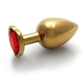 Shots Ouch! Heart Gem Butt Plug Medium Gold/Ruby Red - Fantasies Boutique