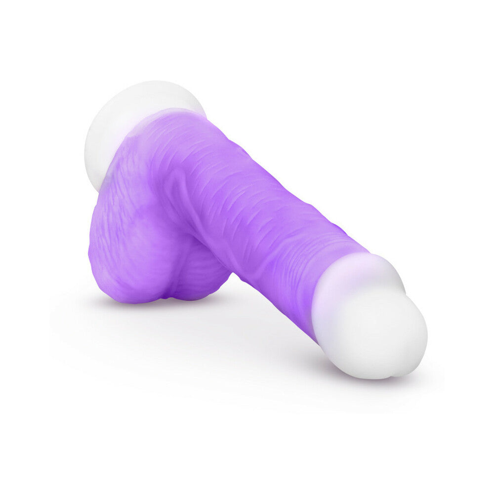 Blush Neo Elite Encore 8 in. Silicone Vibrating Dildo with Balls & Suction Cup Purple - Fantasies Boutique