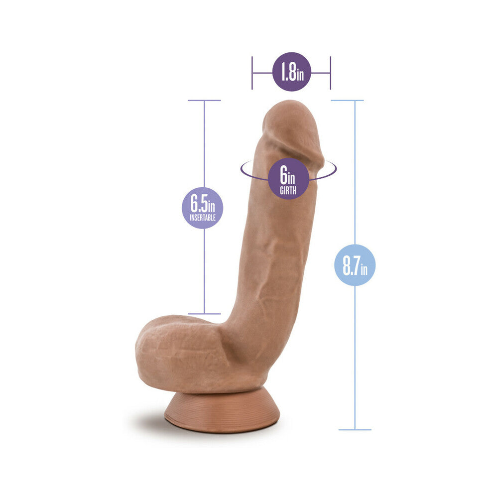 Au Naturel Macho 8.5 in. Posable Dual Density Dildo with Balls Tan - Fantasies Boutique