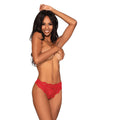 Dreamgirl Lace Tanga Open-Crotch Panty and Elastic Open Back Detail Red M - Fantasies Boutique