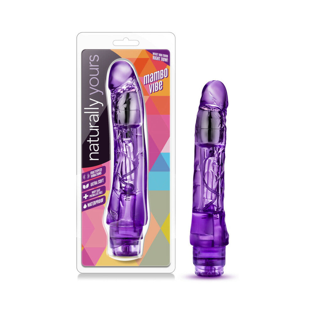 Naturally Yours Mambo Vibe Realistic 9 in. Vibrating Dildo Purple - Fantasies Boutique