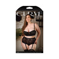 Curve Chloe Keyhole Contour Bra & Gartered High-Waisted Panty Black 1X/2X