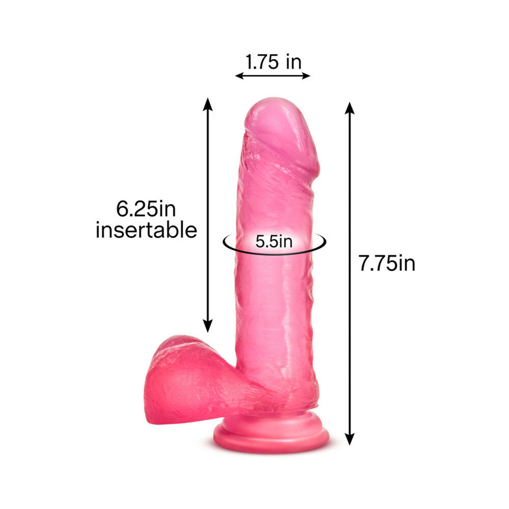 B Yours Sweet 'n Hard 2 Realistic 7.75 in. Dildo with Balls Pink - Fantasies Boutique