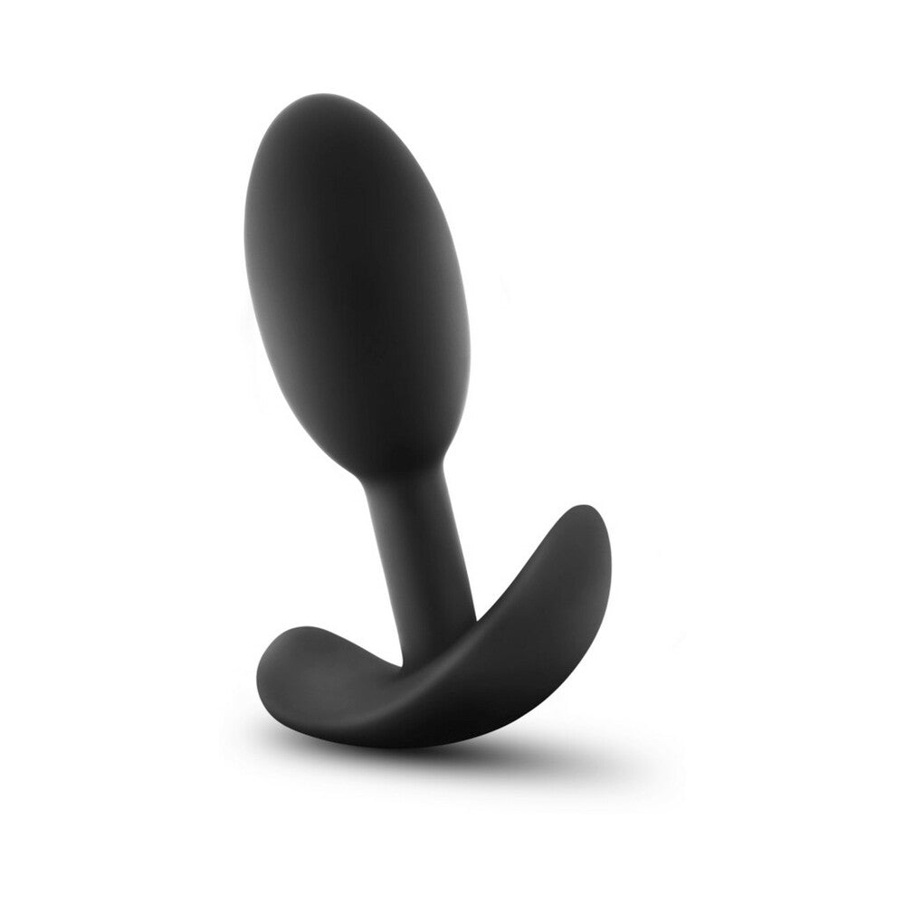 Blush Anal Adventures Platinum Silicone Weighted Vibra Slim Plug Small Black - Fantasies Boutique