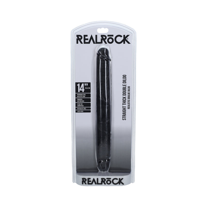 RealRock 14 in. Thick Double-Ended Dong Black - Fantasies Boutique