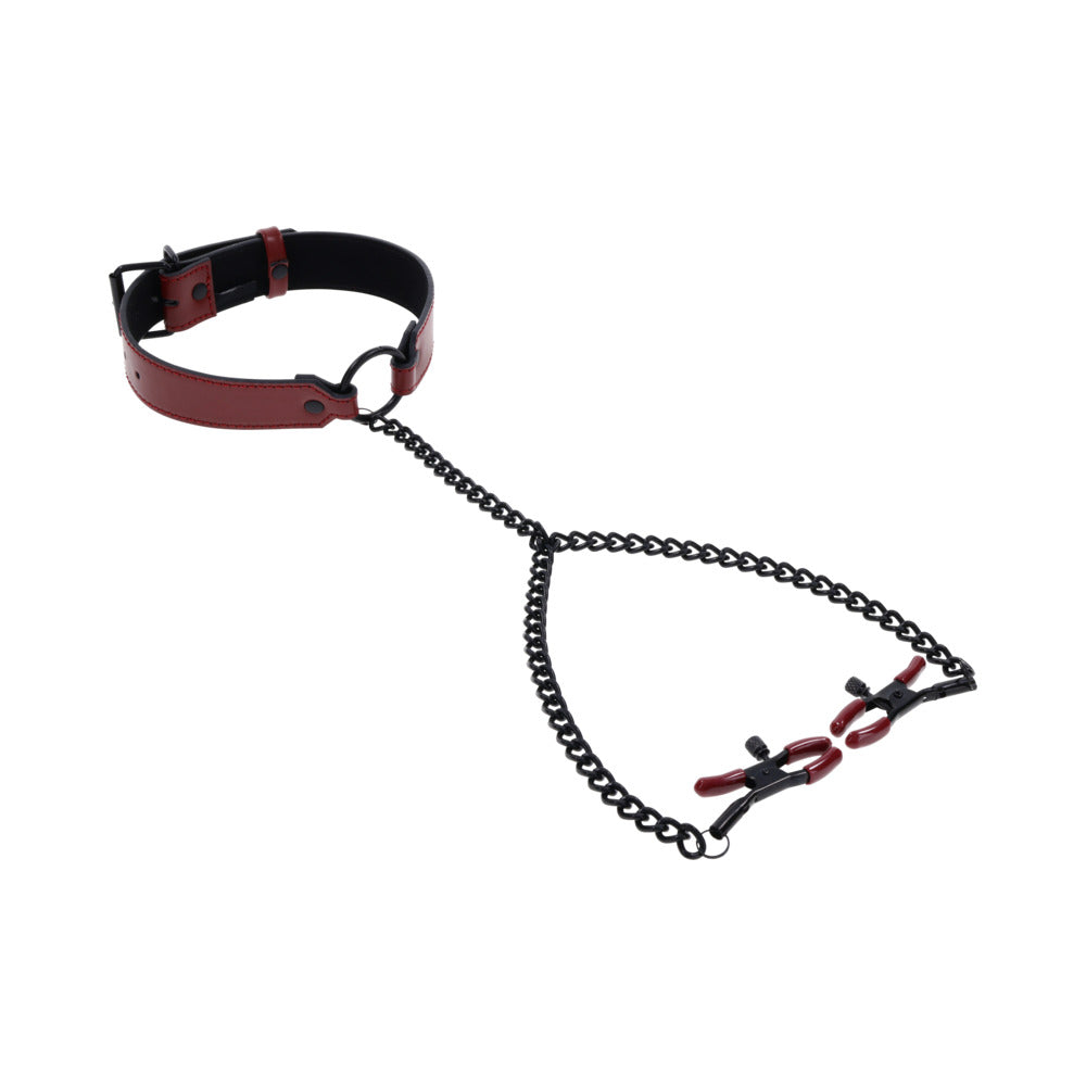 Sportsheets Saffron Collar with Nipple Clamps - Fantasies Boutique