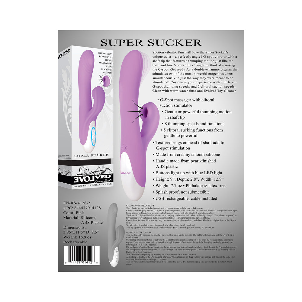 Evolved Super Sucker Rechargeable Thumping Suction Silicone Dual Stimulator Purple - Fantasies Boutique