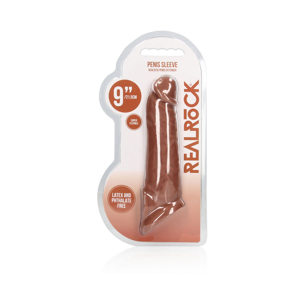 RealRock Realistic 9 in. Penis Sleeve Extender Sling Tan - Fantasies Boutique