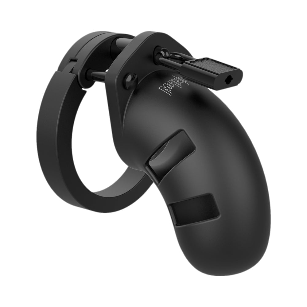Shots ManCage Model 20 Adjustable 3.5 in. Silicone Chastity Cock Cage Black - Fantasies Boutique
