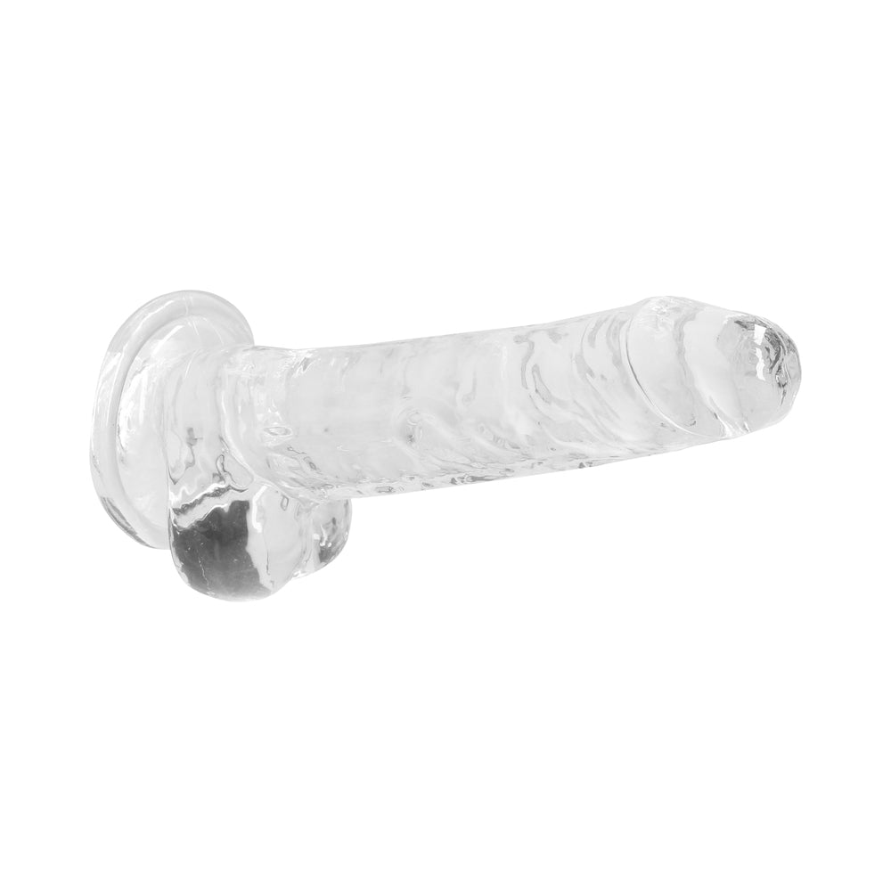 RealRock Crystal Clear Realistic 7 in. Dildo With Balls and Suction Cup Clear - Fantasies Boutique