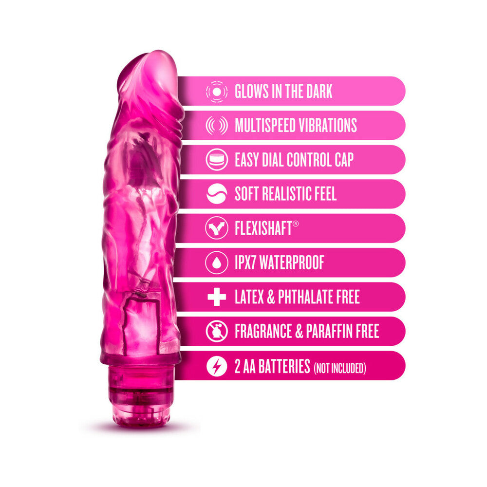 Blush Glow Dicks The Drop Realistic 8.5 in. Vibrating Dildo Pink - Fantasies Boutique