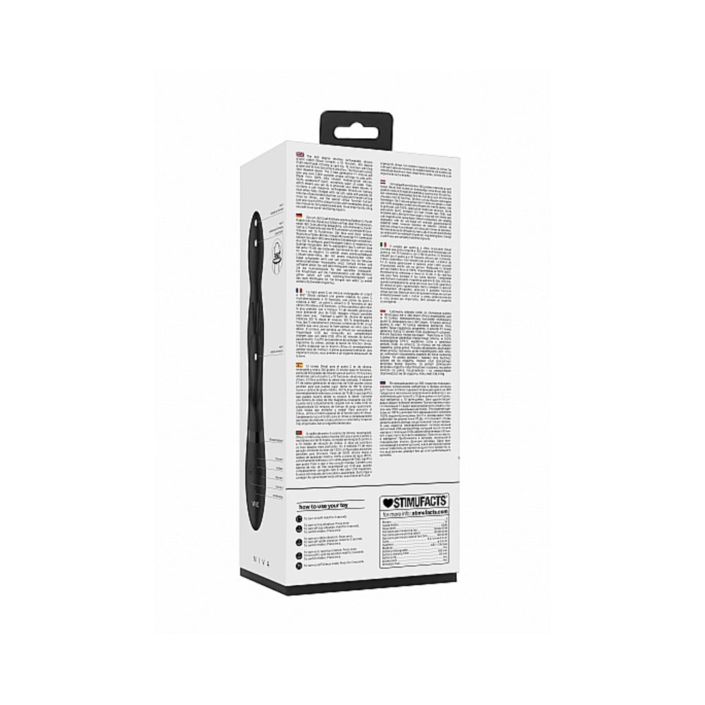 VIVE NIVA Rechargeable 360° Rotating Silicone Rabbit Vibrator Black - Fantasies Boutique