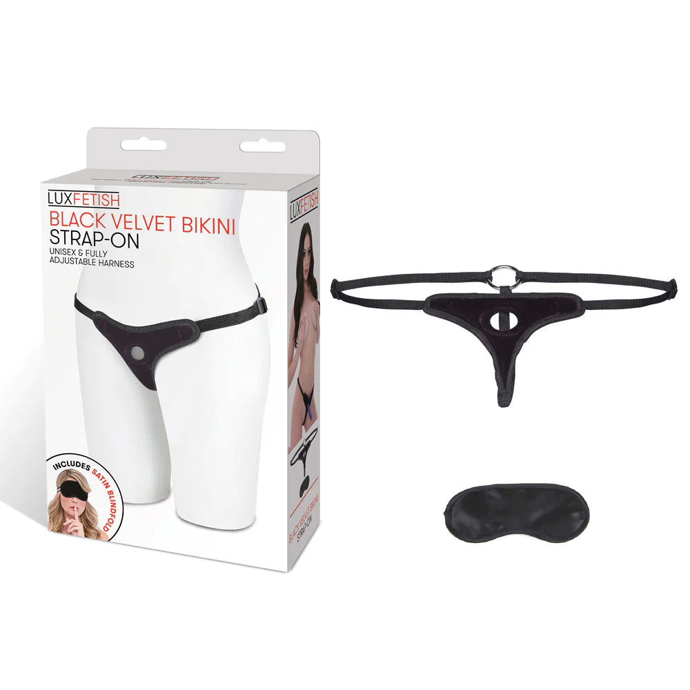 Lux Fetish Black Velvet Bikini Strap-On - Fantasies Boutique