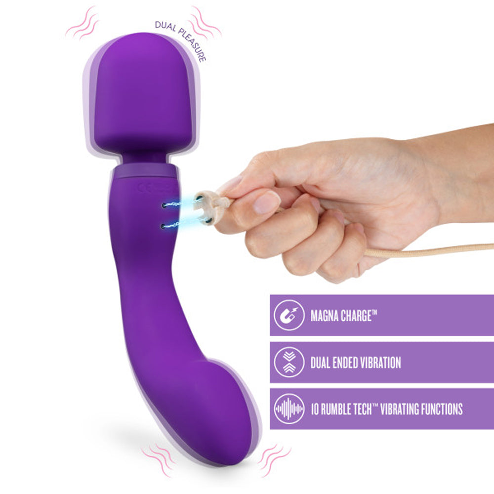 Wellness Dual Sense Rechargeable Silicone Dual Ended G-Spot & Wand Vibrator Purple - Fantasies Boutique