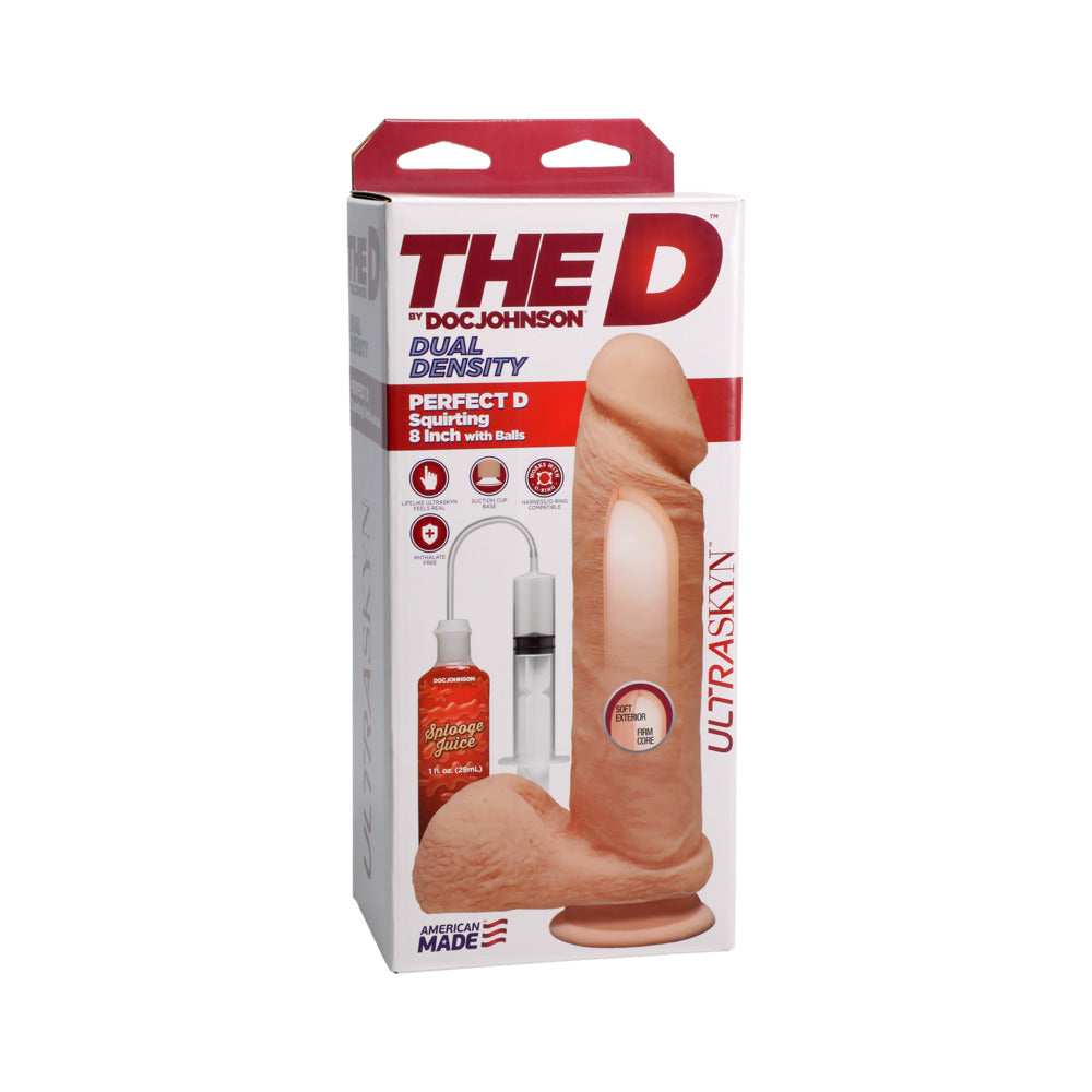 The D Perfect D Squirting 8 in. With Balls ULTRASKYN Vanilla - Fantasies Boutique