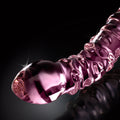 Pipedream Icicles No. 55 Curved Textured 7.75 in. Dual-Ended Glass Dildo Pink - Fantasies Boutique