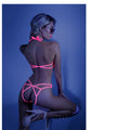 Fantasy Lingerie Glow Impress Me Lace Bodysuit With Open-Cage Back Neon Pink S/M - Fantasies Boutique