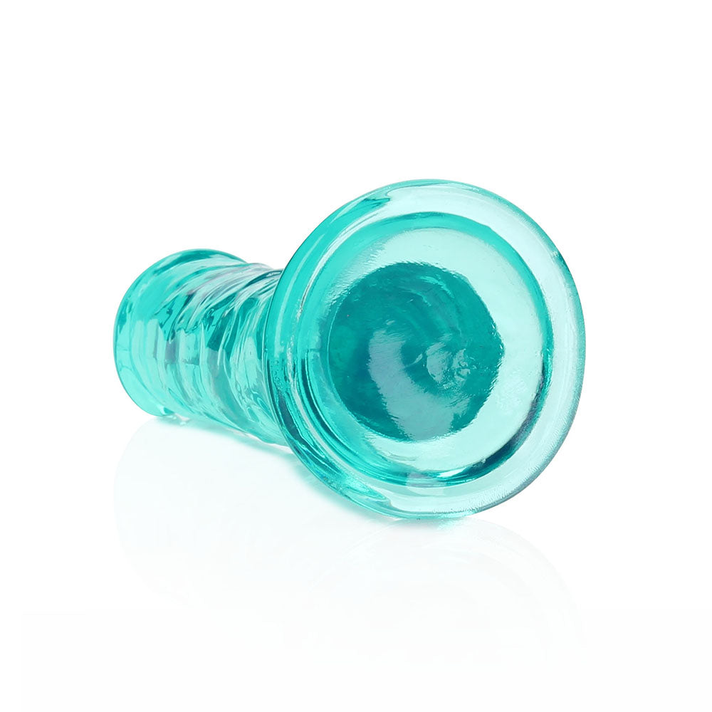 RealRock Crystal Clear Straight 6 in. Dildo Without Balls Turquoise - Fantasies Boutique