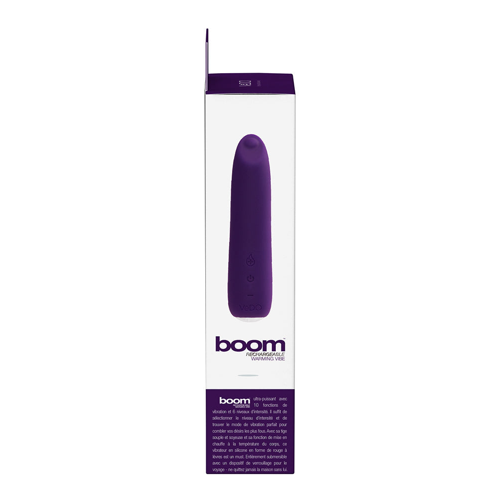 VeDO Boom Rechargeable Warming Silicone Slimline Vibrator Purple - Fantasies Boutique