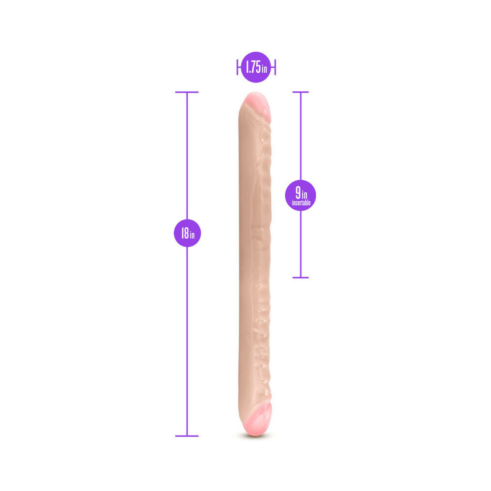Blush B Yours 18 in. Double Dildo Beige - Fantasies Boutique