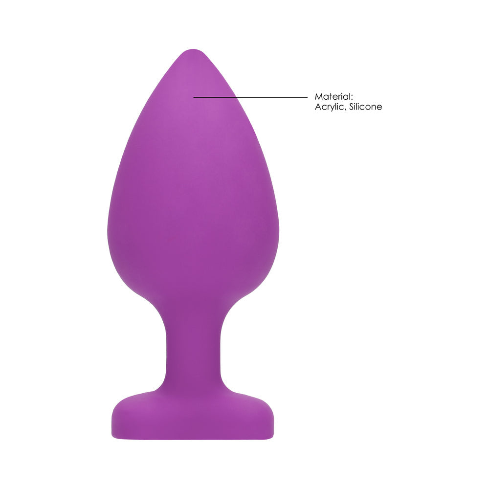 Ouch! Flexible Silicone Diamond Heart Butt Plug Purple Extra Large