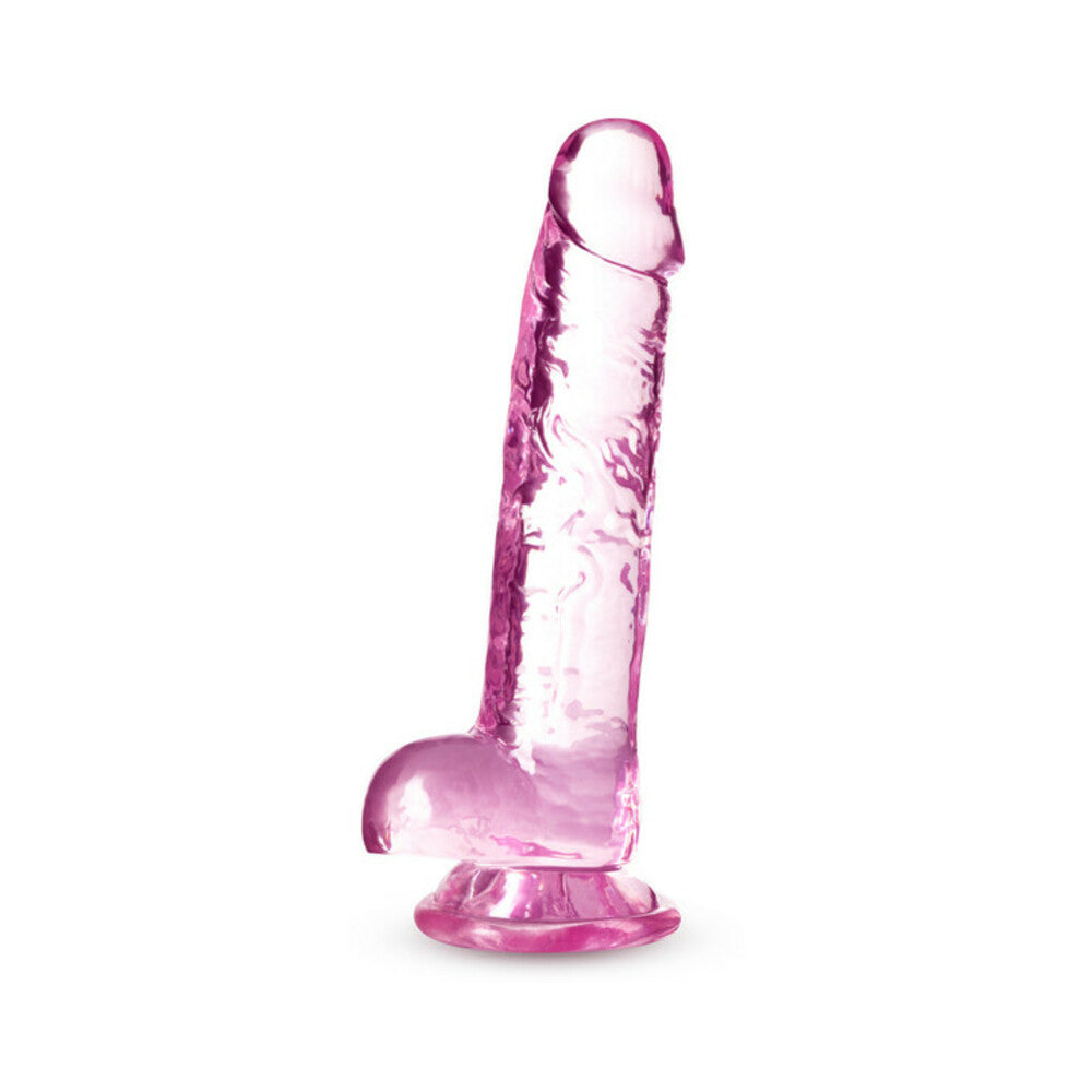Naturally Yours Crystalline 7 in. Dildo with Balls Rose - Fantasies Boutique