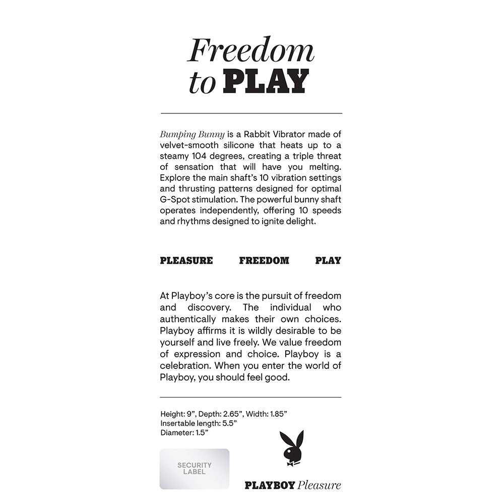 Playboy Bumping Bunny Rechargeable Thrusting Warming Silicone Dual Stimulation Vibrator Opal - Fantasies Boutique