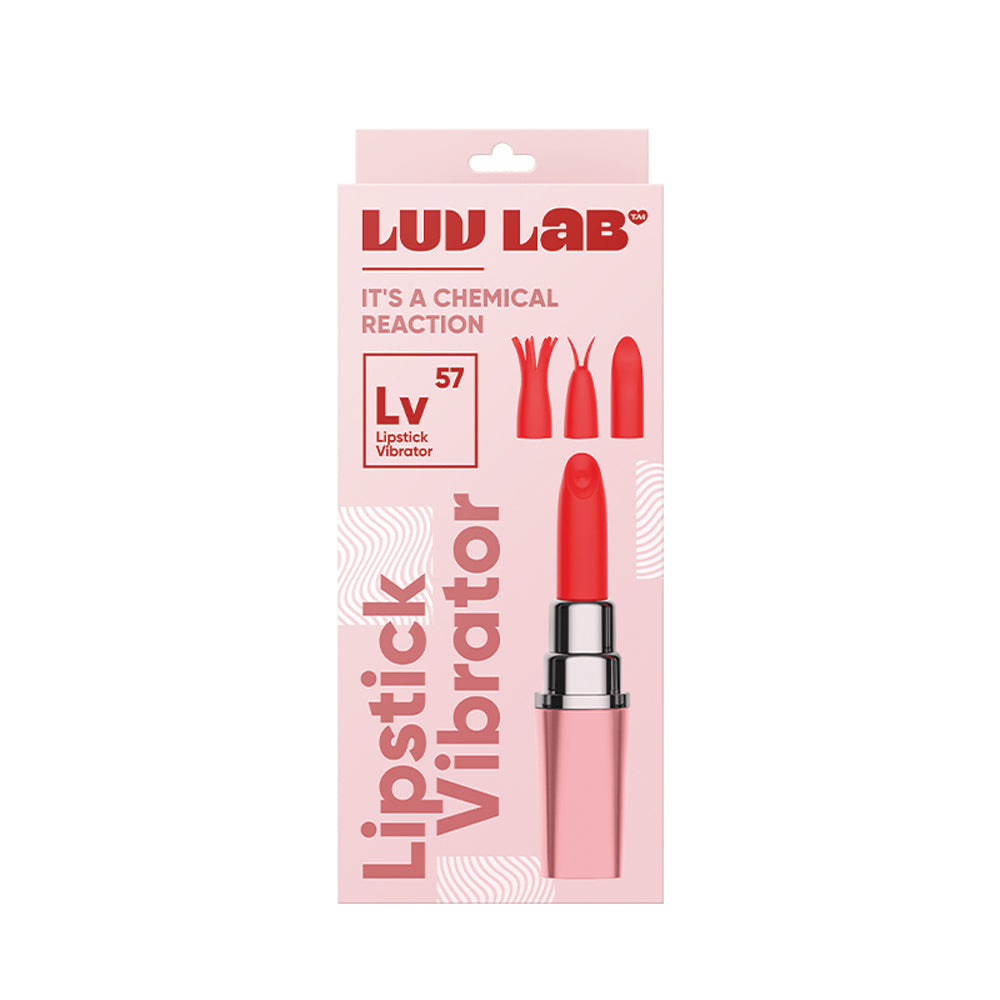 Luv Inc Lv57 Lipstick Vibrator Rechargeable Silicone Discreet Bullet with 3 Attachments Light Pink - Fantasies Boutique
