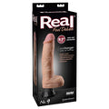 Real Feel Deluxe No. 9 Realistic 9.5 in. Vibrating Dildo With Balls and Suction Cup Beige - Fantasies Boutique