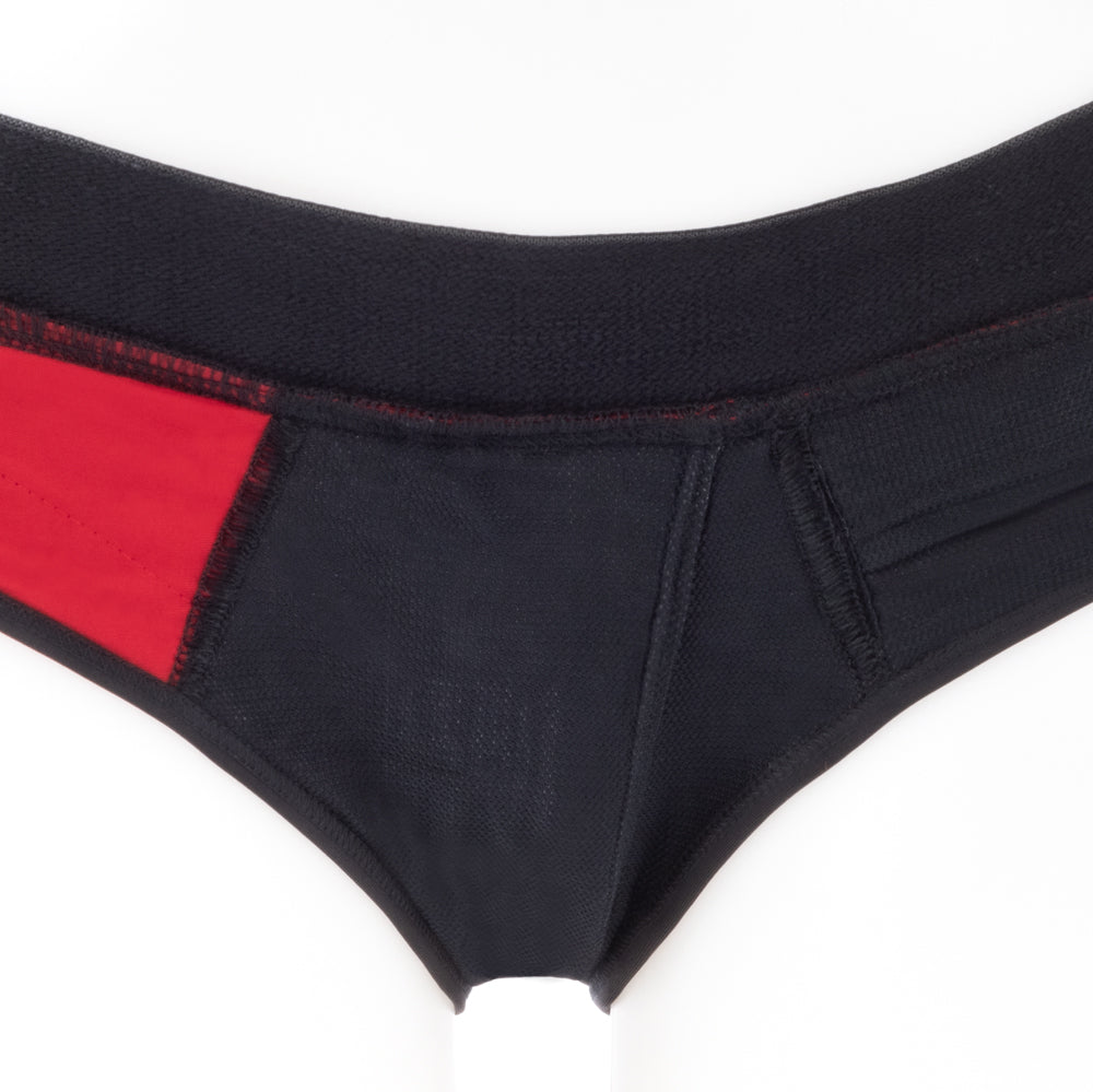 SpareParts Tomboi Cover Brief Style Underwear Harness Nylon Red/Black 3XL