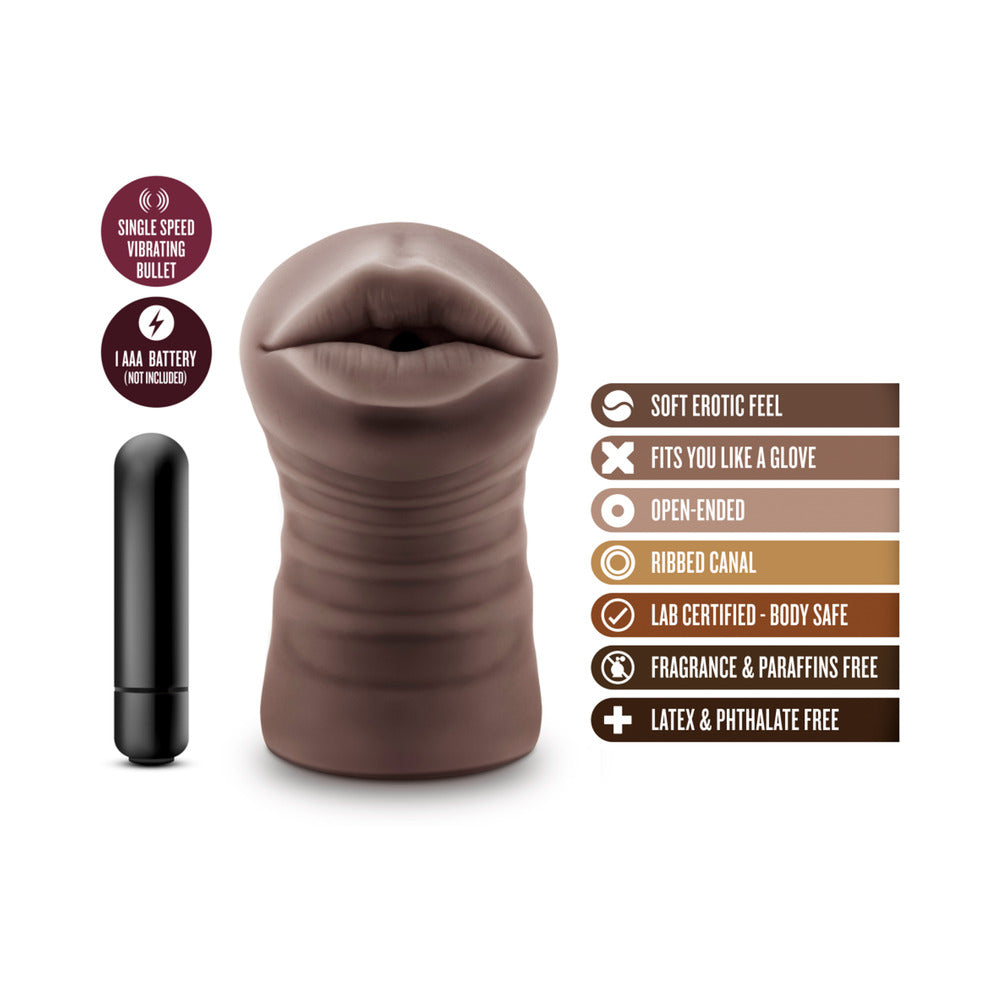 Hot Chocolate Heather Oral Stroker with Bullet Vibrator Brown - Fantasies Boutique