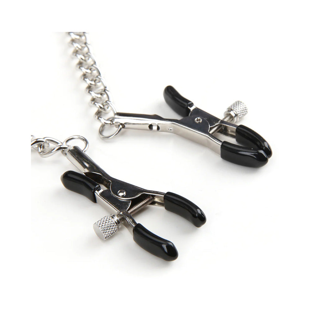 Lux Fetish Collar & Nipple Clamps with Adjustable Pressure - Fantasies Boutique