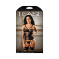 Tease Riley Bra, Waist Cincher With Leg Garters & Panty Set Black M/L