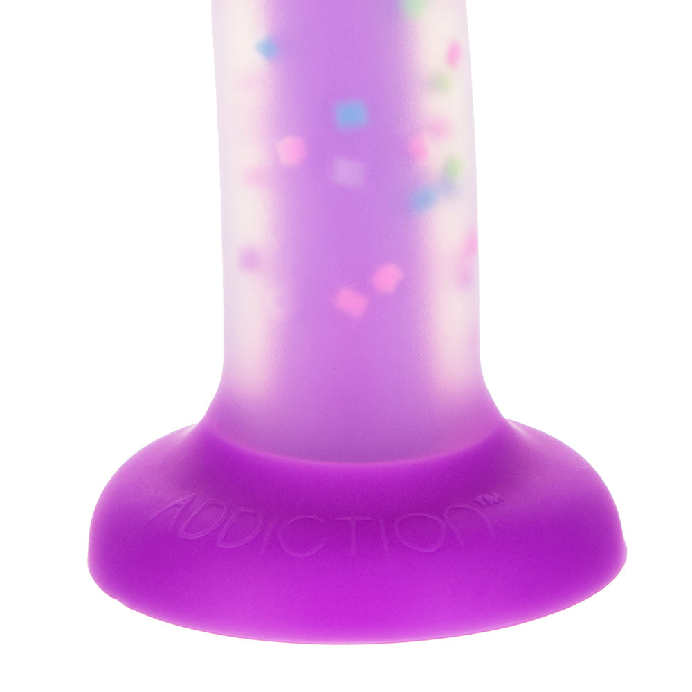 Addiction Rave 8 in. Bendable Glow-in-the-Dark Silicone Dildo Purple Confetti - Fantasies Boutique