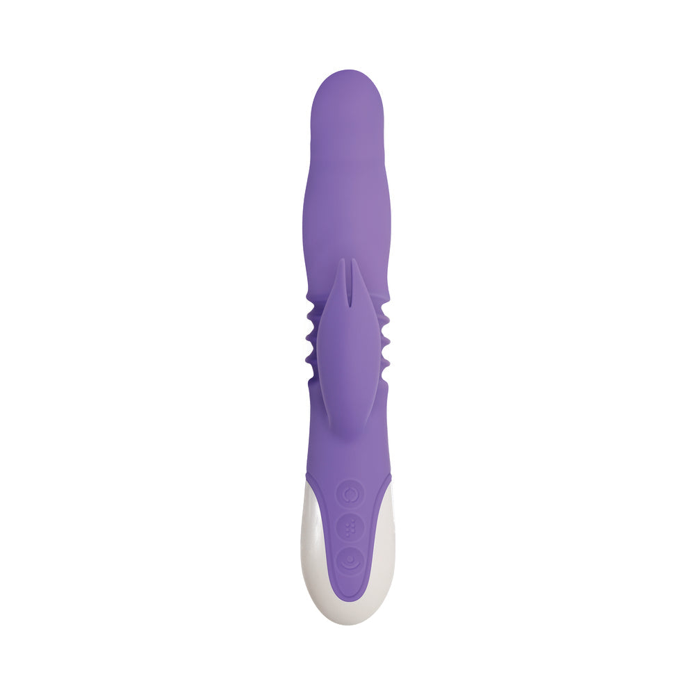 Evolved Thick & Thrust Bunny Rechargeable Thrusting Silicone Rabbit Vibrator Purple - Fantasies Boutique