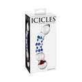 Icicles No. 18 Curved Textured 7.5 in. Glass Dildo Blue/Red/Clear - Fantasies Boutique