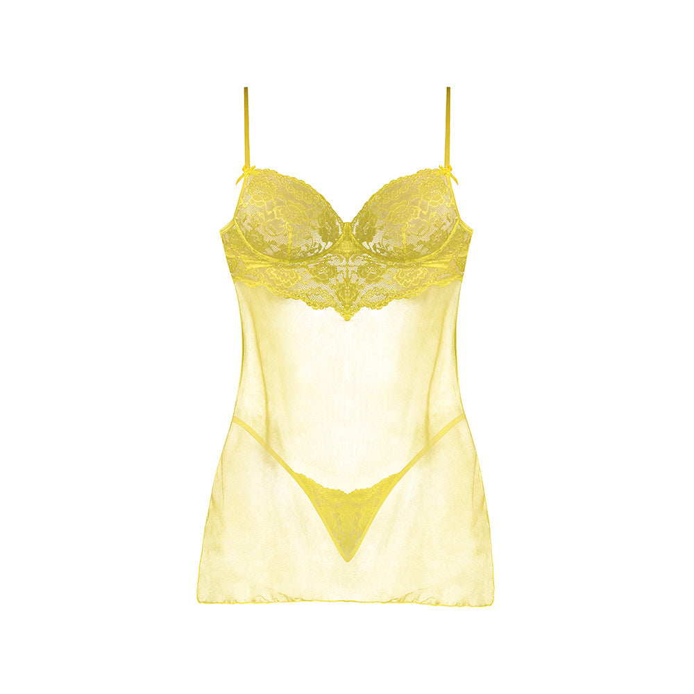 Magic Silk Daffodil Dreams Babydoll & G-Set Yellow Queen Size