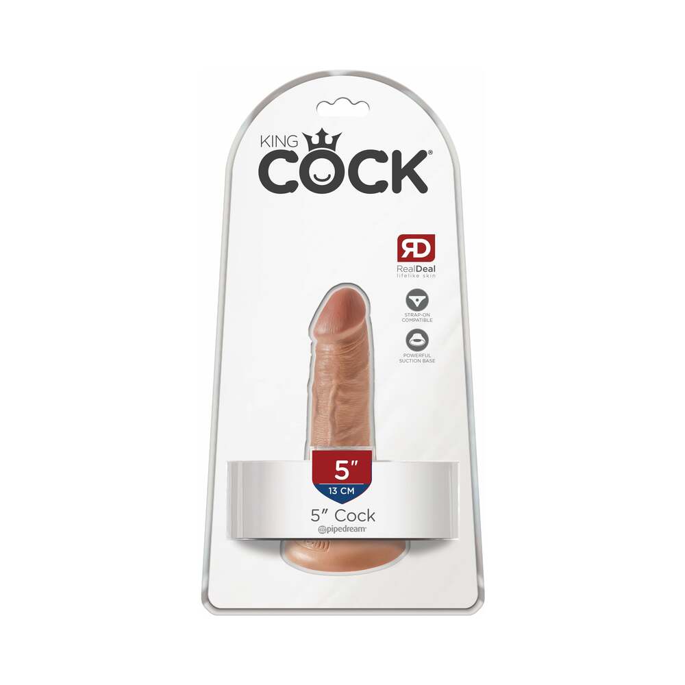 King Cock 5 in. Cock Realistic Dildo With Suction Cup Tan - Fantasies Boutique