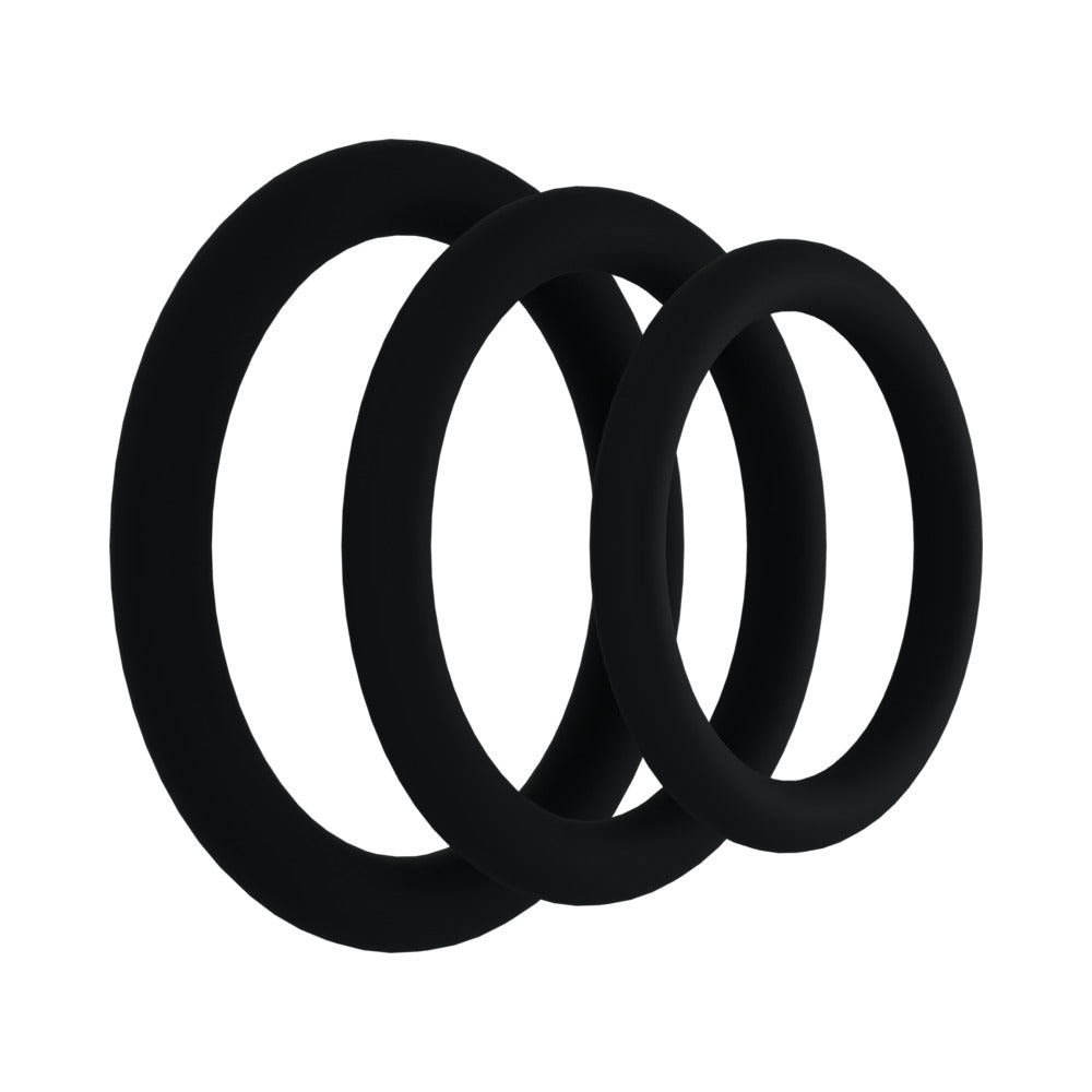 Rock Solid Black Gasket Silicone 3pc Set (.75in,1in,1.25in) - Fantasies Boutique