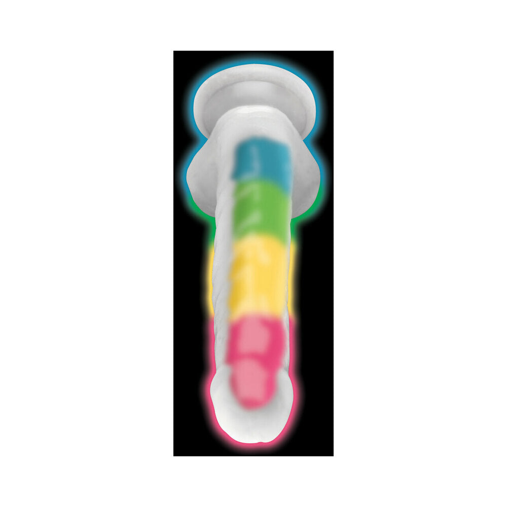 Lollicock Silicone Dildo with Balls 7 in. Rainbow Glow in the Dark - Fantasies Boutique