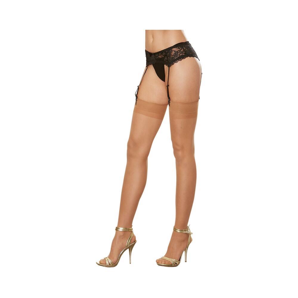Dreamgirl Sheer Thigh-High Stockings With Plain Top and Back Seam Nude OS - Fantasies Boutique