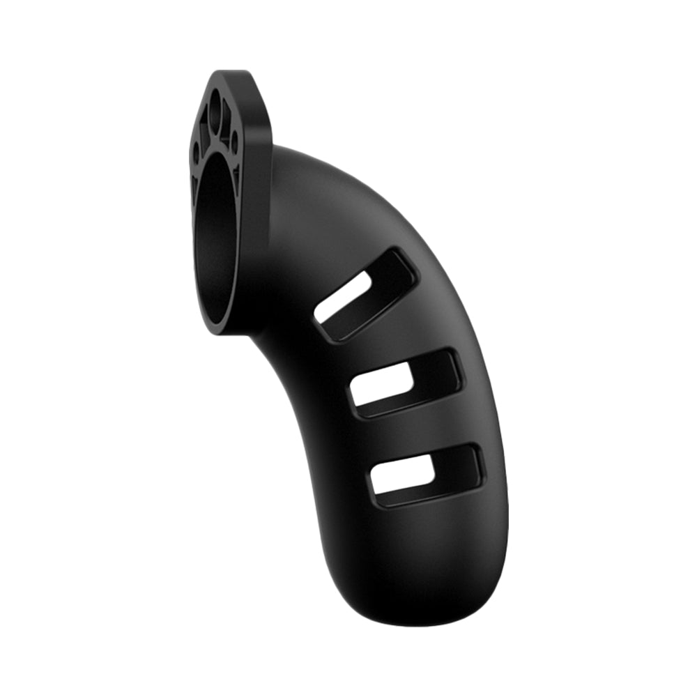 Shots ManCage Model 21 Adjustable 4.5 in. Silicone Chastity Cock Cage Black - Fantasies Boutique