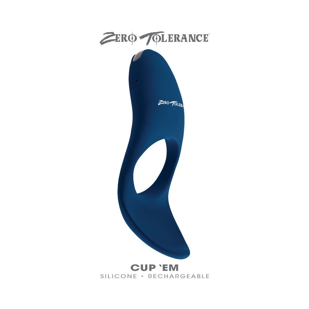 Zero Tolerance Cup 'Em Rechargeable Ball Cup C-Ring Silicone Blue - Fantasies Boutique