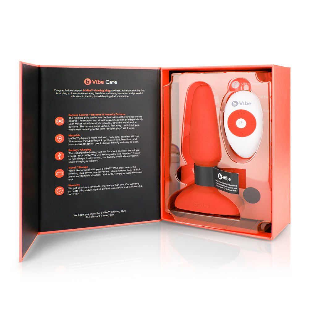 b-Vibe Rimming 2 Rotating and Vibrating Remote Control Plug Orange - Fantasies Boutique