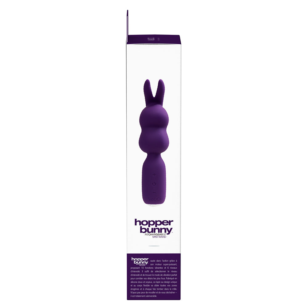 VeDO Hopper Bunny Rechargeable Silicone Mini Wand Vibrator Purple - Fantasies Boutique