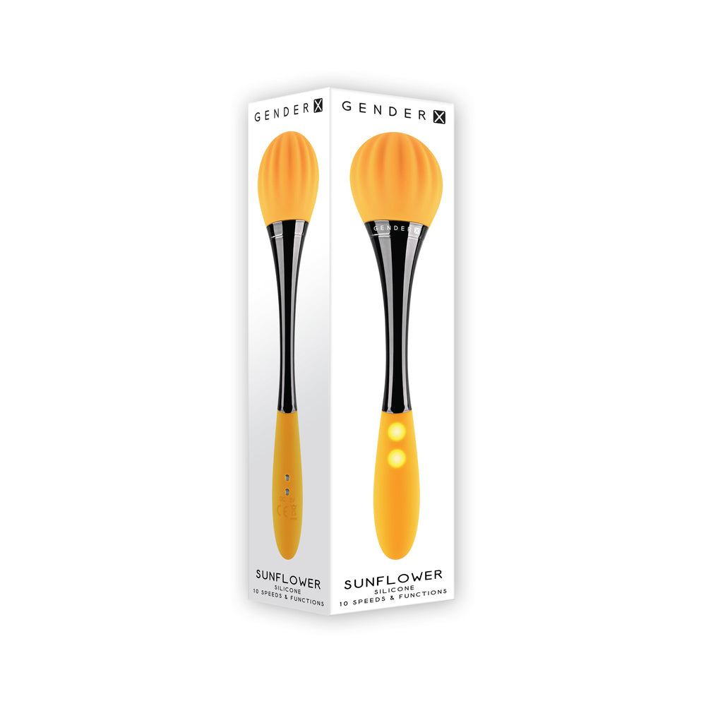 Gender X Sunflower Rechargeable Dual-Ended Silicone Wand Vibrator Yellow - Fantasies Boutique
