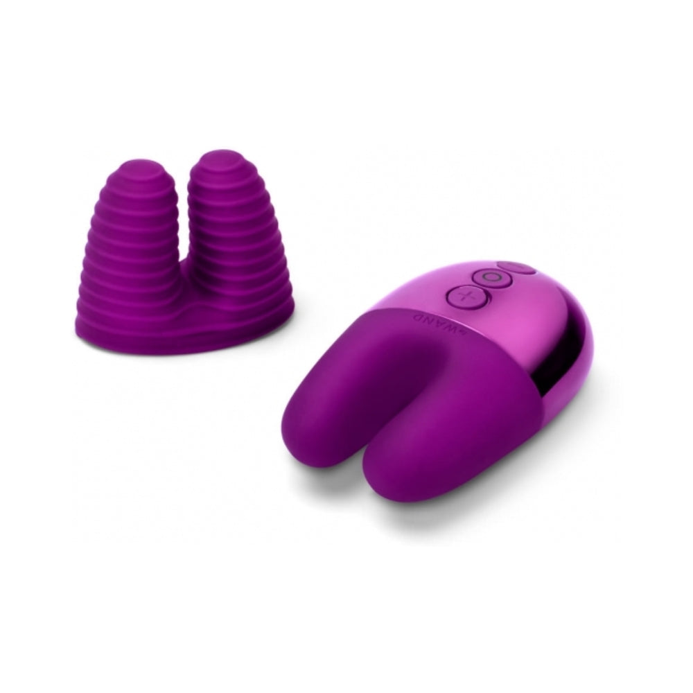 Le Wand Chrome Double Vibe Rechargeable Silicone Mini Vibrator Dark Cherry - Fantasies Boutique