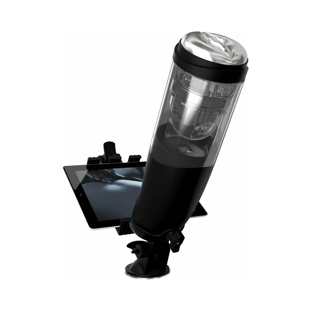 PDX Elite Deluxe Mega-Bator Rotating Thrusting Masturbator Clear/Black - Fantasies Boutique