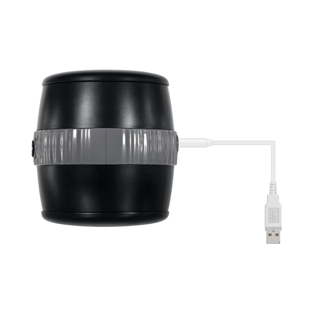 Gender X Barrel Of Fun Rechargeable Open-Ended Vibrating Stroker Black - Fantasies Boutique