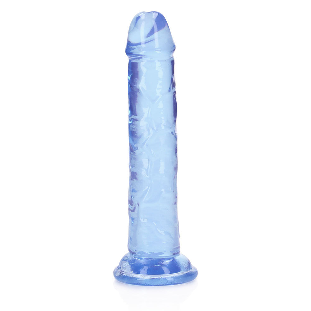 RealRock Crystal Clear Straight 6 in. Dildo Without Balls Blue - Fantasies Boutique